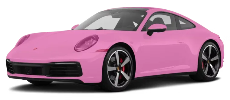 Porsche fully covered in paint protection film, highlighted entirely in pink